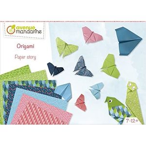 Avenue Mandarine - Creatieve box Origami - Starter Set Origami kinderen vanaf 7 jaar - 20 origami-vellen 15 x 15 cm tweekleurig + 20 vellen 20 x 20 cm met patroon - handleiding met 10 diagram - 42720O