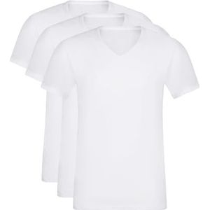 DIM EcoDim T-shirt met korte mouwen en V-hals: kwaliteit, comfort en stijl voor heren x3, Wit, XL