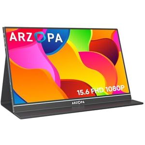 ARZOPA - Draagbare Monitor - 15.6 Inch - 1080 FHD - Zwart