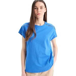 DeFacto Oversized crop tops voor dames, klassiek basic shirt voor dames, comfortabel oversized shirt voor vrouwen, royal, XL