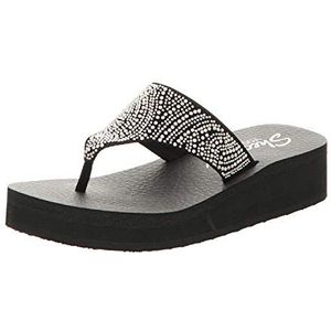 Skechers Vinyasa Stone Candy teenslippers voor dames, Zwarte Mitobuck Smoke Strass, 37 EU