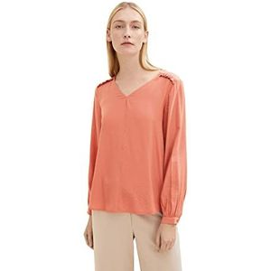 TOM TAILOR Dames Blouse met V-hals 1034028, 30015 - Canyon Sunset Red, 32