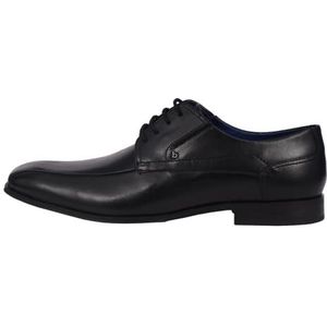 bugatti Zakelijke lage schoen van leer, derby met elastiek en parallelle naad, zwart, 40 EU