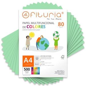Kleurpapier, verpakking met 500 vellen A4, 80 g, kleurrijk papier voor knutselwerk, printer, scrapbooking, ideaal voor origami, Papyroflexia, kantoor en school (lichtgroen, 500 h)