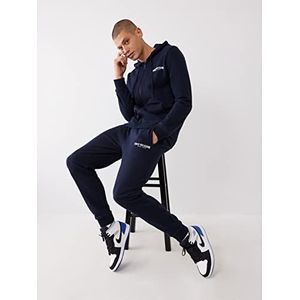 True Religion Heren Classic Small Arch Logo Zip Up Hoodie Hooded Sweatshirt, marineblauw, L