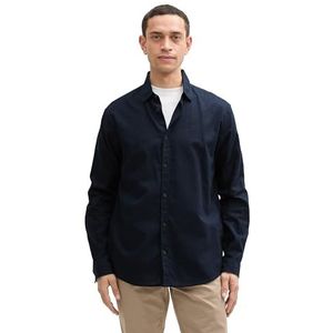 TOM TAILOR Regular fit overhemd voor heren met linnen aandeel, 10668 - Sky Captain Blue, XXL