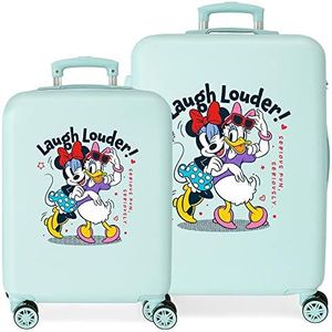 Disney Minnie Teen kofferset, blauw, 55/65 cm, stijve ABS-combinatiesluiting, zijkant, 91 l, 6 kg, 4 wielen