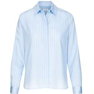 Seidensticker Damesblouse – modieuze blouse – gemakkelijk te strijken hemdblouse met hemdblousekraag – losse pasvorm – lange mouwen – 100% katoen, lichtblauw, 34