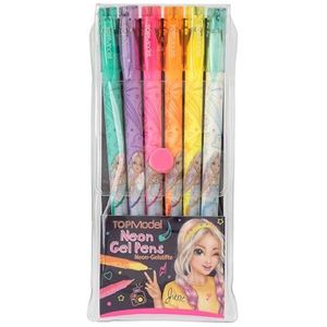Depesche 12229 TOPModel - Neon gelpennen, set van 6 pennen in turquoise, paars, roze, geel, oranje en wit, om zelfs op donker papier te schrijven