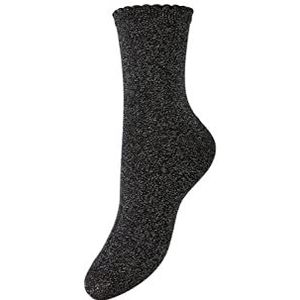 PCSEBBY GLITTER Long 1 Pack Socks NOOS, Zwart/Detail:Zilver Lurex, One Size