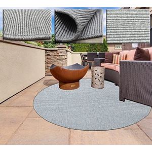 Rond tapijt voor binnen en buiten, tapijt zonder pool, zilverkleurig, diameter 100 cm, tapijt van synthetische vezels voor woonkamer en terras