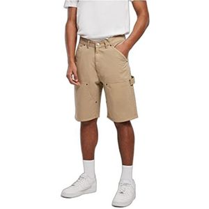 Urban Classics Double Knee Carpenter Shorts, korte herenbroek, carpenter-stijl in losse pasvorm, verkrijgbaar in meerdere kleuren, maten 30-44, Unionbeige, 30