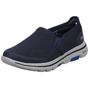 Skechers Heren Gowalk 5 Apprize-Double Gore Slip on Performance Wandelschoen Sneaker, Blauwe Marine Textiel Synthetische Witte Trim Nvy, 46 EU