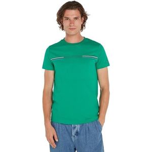 Tommy Hilfiger Heren streep borst T-shirt S/S T-shirts, groen, XS, Olympisch Groen, XS