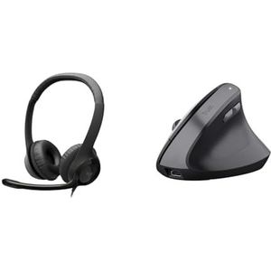 Logitech H390 Bedrade Hoofdtelefoon, & Trust Yuno Draadloze Ergonomische Muis, Preventie