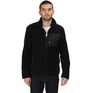 Regatta Heren Cayo Hoogpolig Borg Full-Zip Ripstop Winter Fashion Fleece, Zwart/Zwart, XXXL