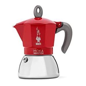 Bialetti - Moka Induction, Moka Koffiepot, Geschikt Voor Alle Warmtebronnen, 6 Kops Espressomaker (270 Ml), Rood