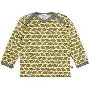 loud + proud Uniseks baby lange mouwen met print walvis, GOTS-gecertificeerd T-shirt, mos, 74/80 cm