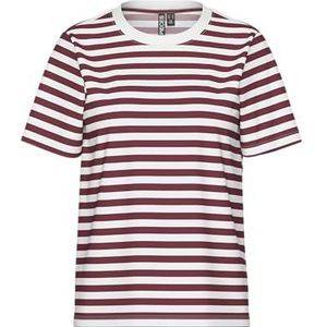 PIECES Dames Pcria Ss Tee Stripes JRS Noos Bc, tawny port, L