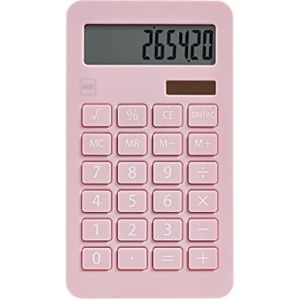 Miquelrius - Calculator op zonne-energie, 10 cijfers, grote toetsen, LCD-display, roze