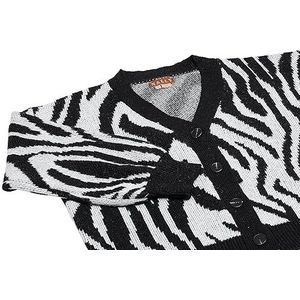 Nally Dames Zebrapatroon Mode Gebreid Vest Polyester Wit Zwart Maat XS/S, wit, zwart, XS