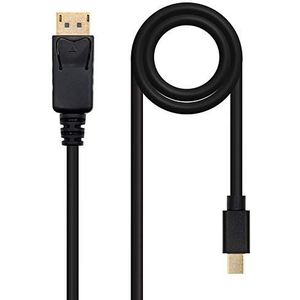 Mini-DisplayPort-naar-DisplayPort-kabel met connectoren aan beide uiteinden (Mini DP/M naar DP/M), lengte 2,0 m, ideaal voor het aansluiten van computers met een Mini DisplayPort-uitgang op monitoren