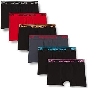 FM London Heren Antonio Rossi Fitted Boxer Hipsters (Pack van 6), Donker Diverse, S