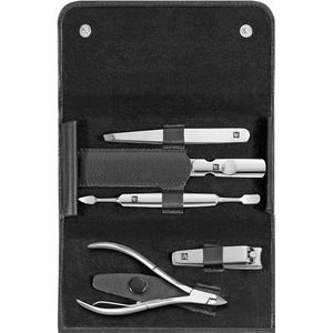 ZWILLING Manicureset 5-delig met etui van rundleer, professionele verzorging voor handen en voeten, zwart