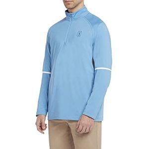 PGA TOUR - Golfpoloshirt met lange mouwen voor heren, kwartrits, stretch schoudernaden, normale pasvorm, blauw, X-Large, Blauw, XL