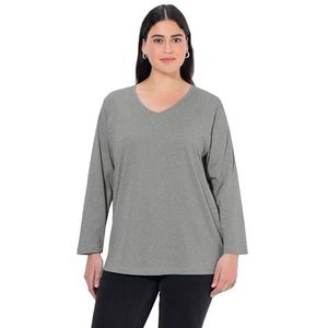 Ulla Popken Damesshirt, lichtgrijs, gemêleerd, 42 Grote maten