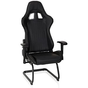 hjh OFFICE SAO PAULO V 729040 Racestoel, kunstleer, zwart, managersstoel, gamingstoel, bureaustoel met armleuningen, verstelbaar