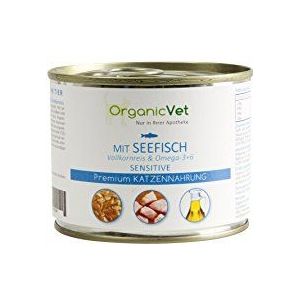 OrganicVet Natvoer voor katten, gevoelig, met natuurlijke rijst, 6 stuks (6 x 200 g)
