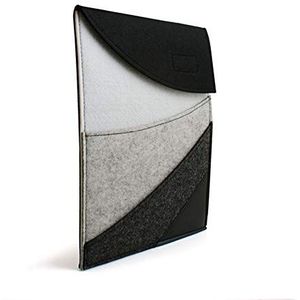 System-S Tas etui hoes bookstyle in zwart grijs kunstvilt voor 10"" inch tablet pc tabs ebook reader