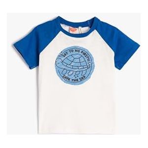 Koton Babyboy T-shirt Turtle bedrukt korte mouwen ronde hals katoen, wit (000), 6-9 Maanden