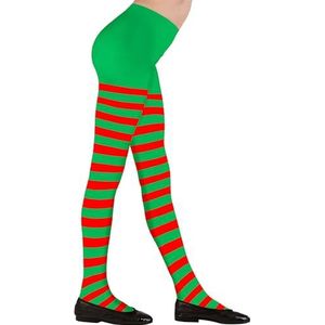 Widmann - Panty voor kinderen, gestreept, 70 DEN, groen-rood, heksen, elfen, Kerstmis