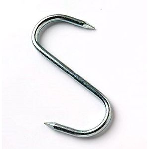 Merriway BH04078 (6 stuks) Heldere verzinkte stalen puntige slagershaak, 75mm - pak van 6 stuks