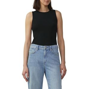 s.Oliver - Geribde Fijn Gebreide Top - Zwart - Slim Fit