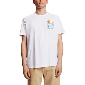 edc by Esprit Jersey T-shirt met print op de borst, 100% katoen, wit, XS
