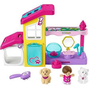 Little People Barbie Speelset voor Peuters met Muziek en Geluidjes, 2 Verdiepingen en 4 Onderdelen, Spelen en Verzorgen Dierenspa, HJW76