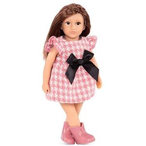 Lori Pop Lilyanna Mini-pop, 15 cm met poppenkleding en bruin lang haar, jurk, laarzen, speelgoed voor kinderen vanaf 3 jaar