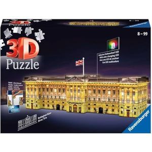 Ravensburger Buckingham Palace 3D-legpuzzel voor volwassenen en kinderen vanaf 8 jaar, nachteditie met LED-verlichting, 237 stuks, geen lijm nodig