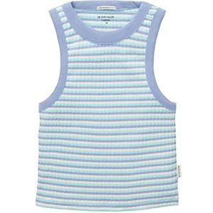 TOM TAILOR Tanktop voor meisjes met geribbelde structuur, 32158 - Off White Blue Aqua Stripe, 128 cm