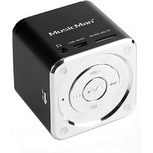 Technaxx Mini Musicman 3 W draagbare luidspreker, 1-weg, 3 W, 150-18000 Hz, 4 Ohm, 10% bekabeld, zwart