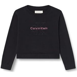 Calvin Klein MONOLOGO Sweater voor meisjes IG0IG03075 Trui Trui, zwart (Ck Black), 4 jaar, Zwart (Ck Zwart), 4 jaar