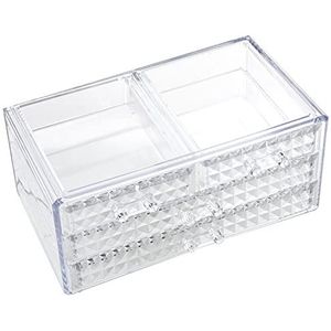 DRW Cosmetica-organizer of sieraden met laden, acryl, transparant, 24 x 16 x 11 cm, organizer voor badkamer