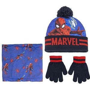 Spiderman Set van muts, handschoenen en halsdoek, blauw, standaard voor kinderen, Blauw, Estándar