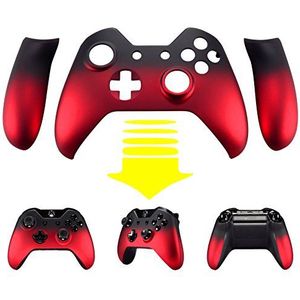 eXtremeRate Schaduw Rood Soft Touch Front Behuizing Shell Voorplaat Vervangende Onderdelen Side Rails Panel voor Xbox One Standaard Controller W/3.5 mm