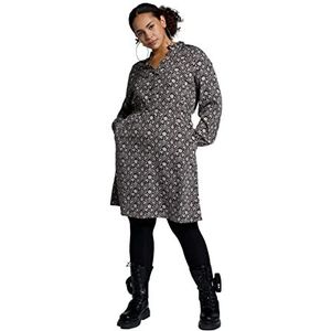 Studio Untold Mini-jurk voor dames, A-lijn, V-hals, lange mouwen, minimale print, zwart, 54 NL