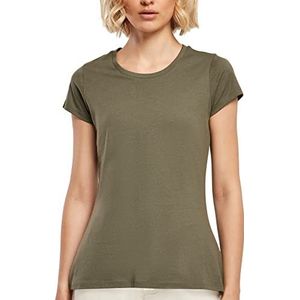 Build Your Brand Dames Basic Tee, T-shirt met korte mouwen en ronde hals van katoen, verkrijgbaar in vele kleuren, maten XS-5XL, olijfgroen, 4XL