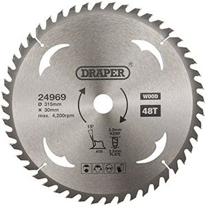 Draper 24969 TCT Cirkelzaagblad voor Hout, 315 x 30mm, 48T